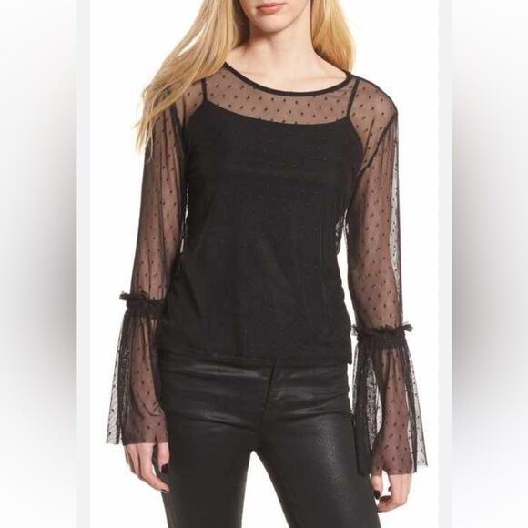 Nordstrom Tops - Ten Sixty Sherman Black Sheer Swiss Dot Top size Medium